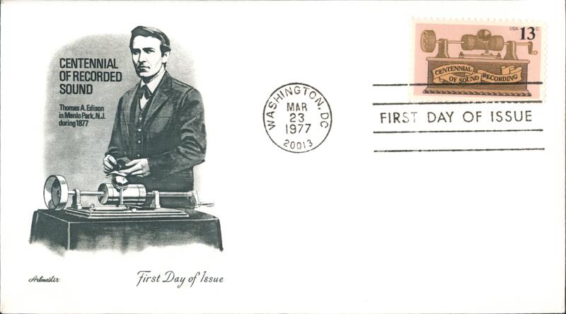 1977 13c Centennial of Recorded Sound FDC First Day Covers