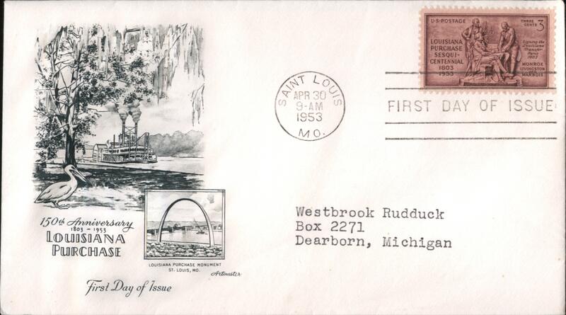1953 3c Louisiana Purchase Sesquicentennial First Day Cover