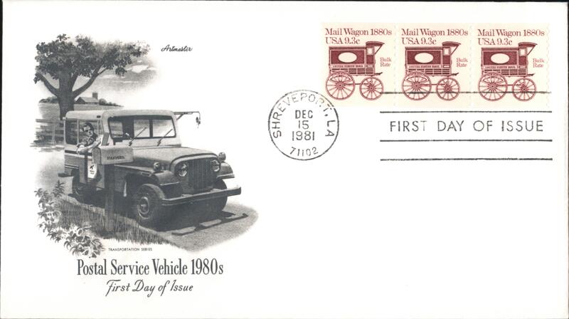 1980 9.3c Mail Wagon Block of Stamps FDC First Day Covers