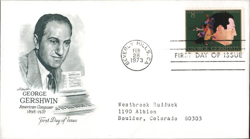 1973 8c George Gershwin First Day Cover First Day Covers