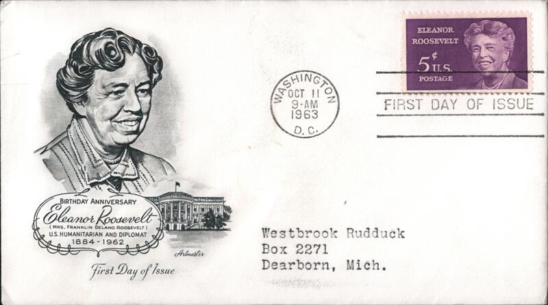 1963 5c Eleanor Roosevelt First Day Cover First Day Covers