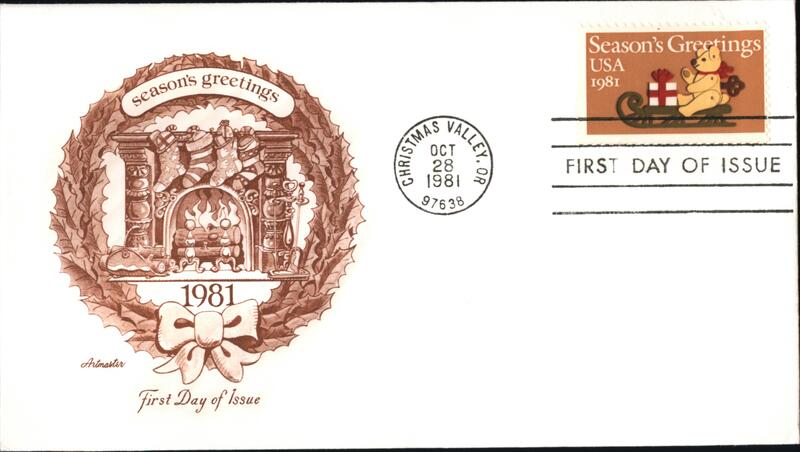 1981 18c Season's Greetings Teddy Bear FDC First Day Covers