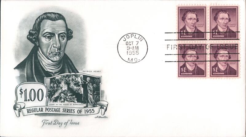 1955 $1 Patrick Henry First Day Cover First Day Covers