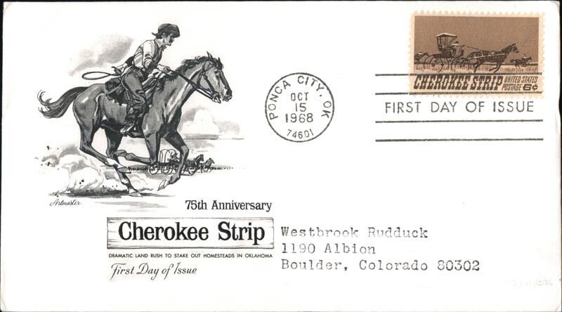 1968 6c Cherokee Strip Land Rush 75th Anniversary FDC