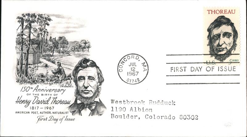 1967 5c Thoreau 150th Anniversary First Day Cover First Day Covers