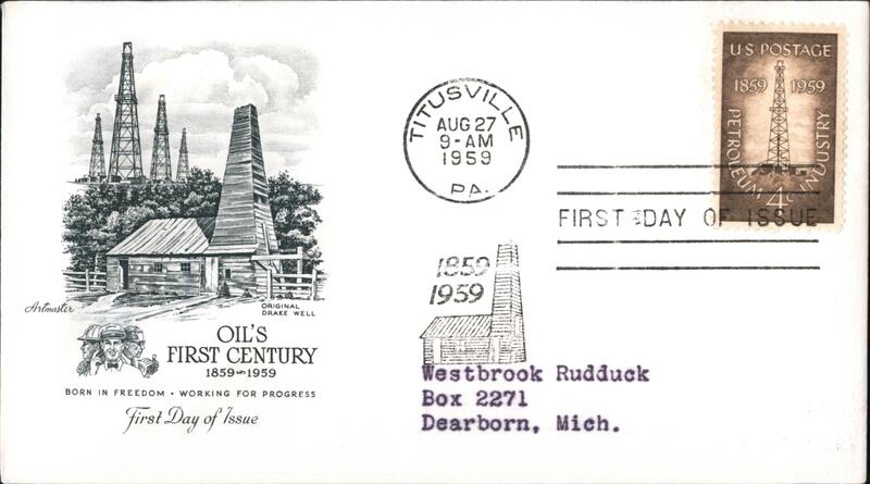 1959 4c Oil's First Century First Day Cover First Day Covers