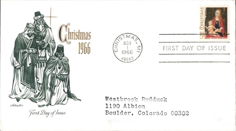 1966 5c Christmas First Day Cover First Day Covers