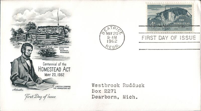 1962 4c Homestead Act Centennial First Day Cover First Day Covers
