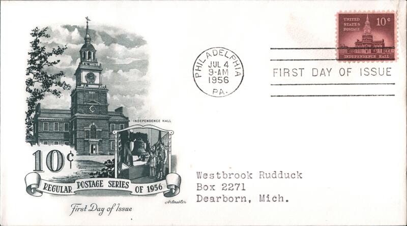 1956 10c Independence Hall First Day Cover First Day Covers