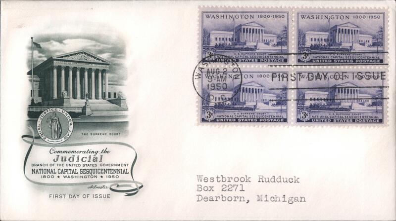 1950 3c US Supreme Court National Capital Sesquicentennial First Day Cover