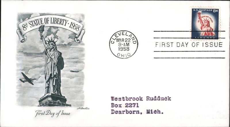 1958 8c Statue of Liberty First Day Cover First Day Covers