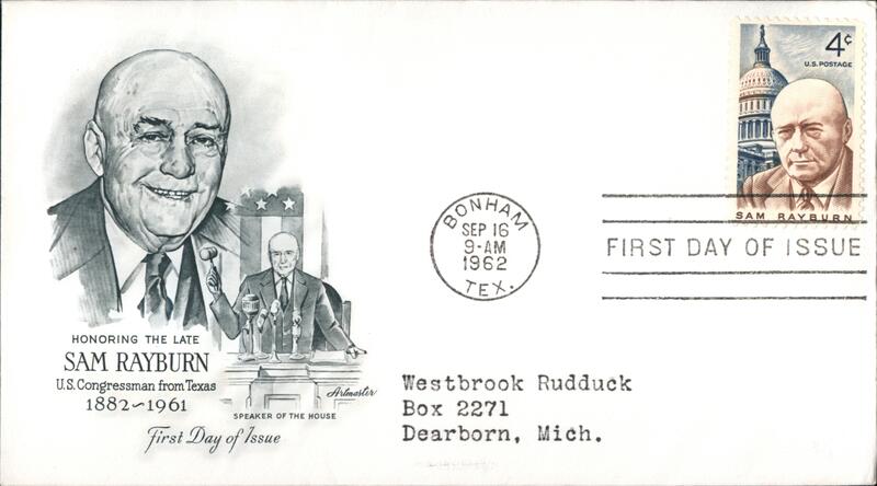 1962 4c Sam Rayburn First Day Cover First Day Covers