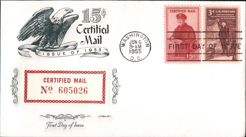 1955 15c Certified Mail First Day Cover First Day Covers