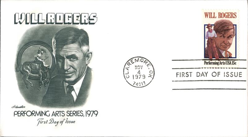1979 15c Will Rogers Performing Arts First Day Cover