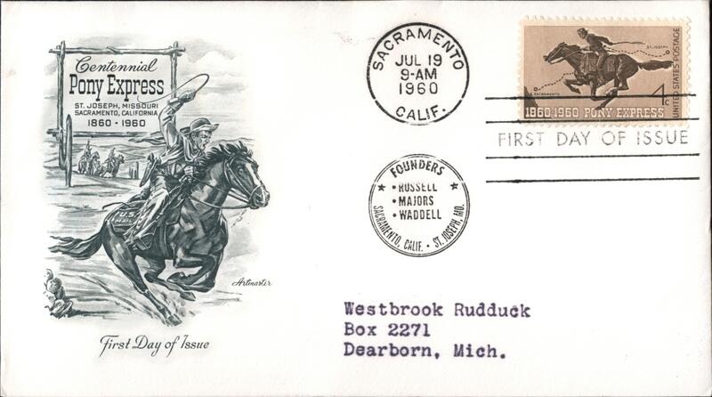 1960 4c Pony Express Centennial First Day Cover First Day Covers