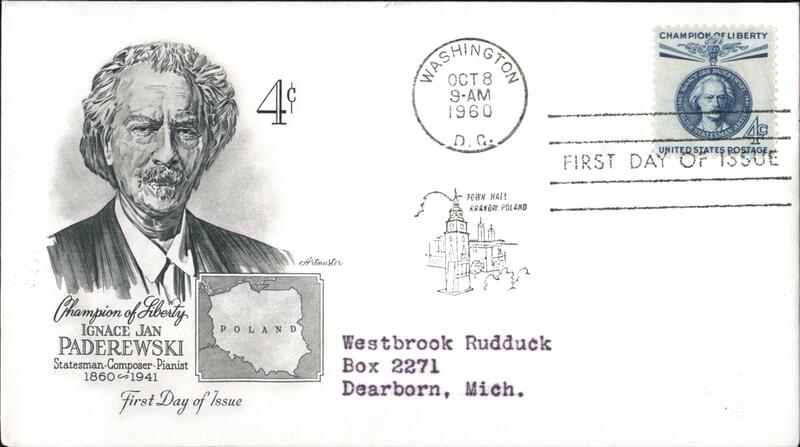1960 4c Ignacy Jan Paderewski Champion of Liberty First Day Cover