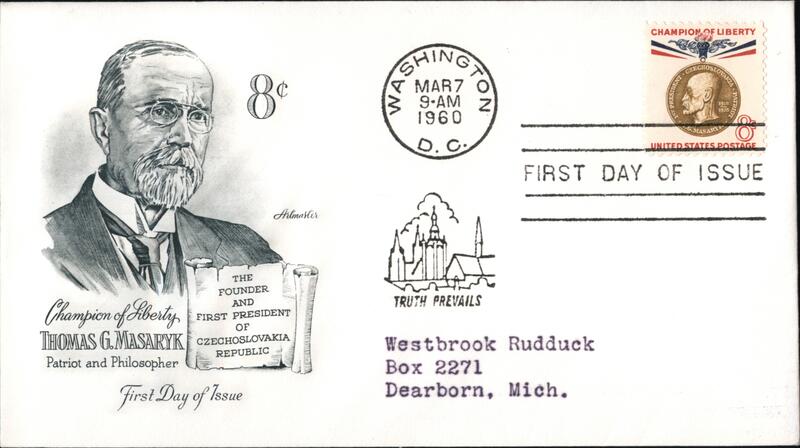 1960 8c Champion of Liberty Thomas G. Masaryk First Day Cover