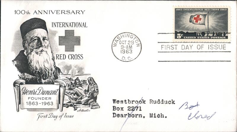 1963 5c International Red Cross 100th Anniversary FDC