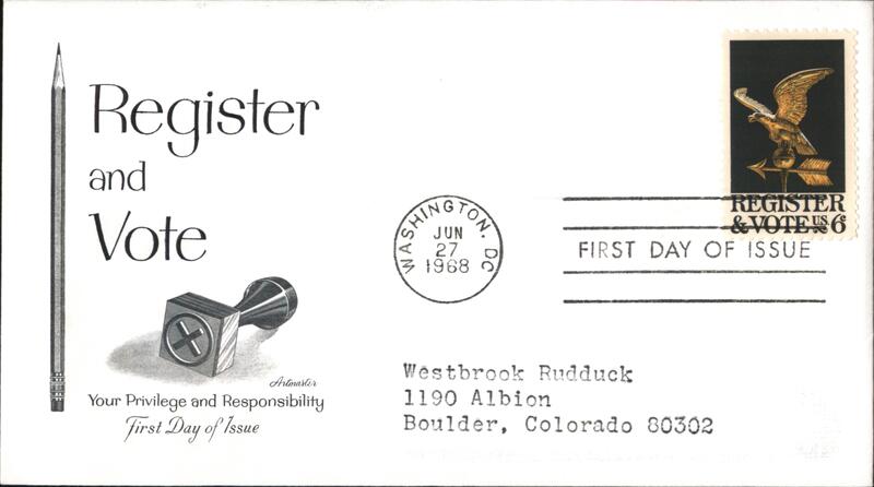 1968 6c Register & Vote First Day Cover First Day Covers