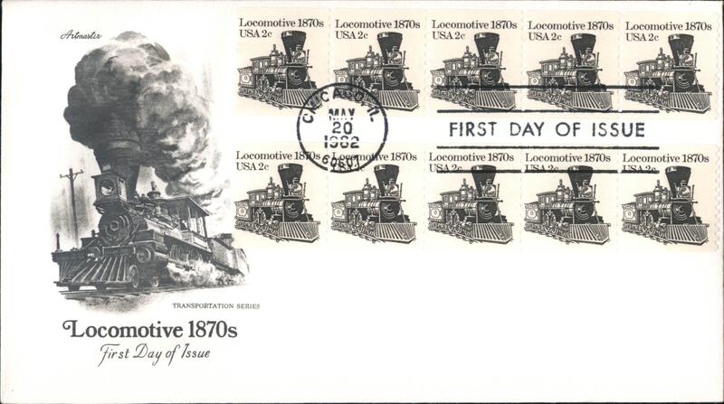 1982 2c Locomotive 1870s Block of Stamps First Day Cover