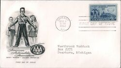 1952 3c American Automobile Association 50th Anniversary FDC First Day Cover