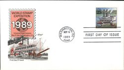 1989 25c Universal Postal Congress Steamboat First Day Cover First Day Cover