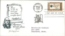1960 4c Ben Franklin American Credo Series First Day Cover First Day Cover