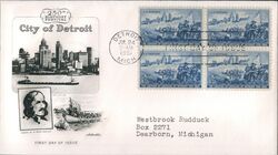 1951 3c Detroit, MI Cadillac Landing First Day Cover First Day Cover