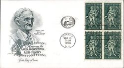 1958 3c Gardening Horticulture Block of Four Stamps First Day Cover First Day Cover