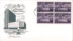 1956 3c Fifth International Philatelic Exhibition Block of 4 Stamps First Day Cover First Day Cover