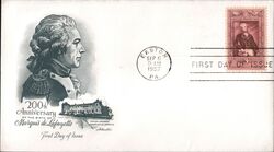 1957 3c Marquis de Lafayette 200th Anniversary of Birth First Day Cover First Day Cover