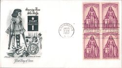1957 3c Honoring Those Who Helped Fight Polio Block of 4 Stamps FDC First Day Cover