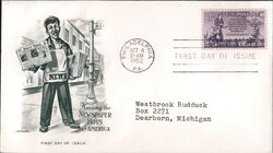 1952 3c Newspaper Boys First Day Cover First Day Cover