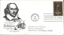 1964 5c William Shakespeare 400th Birthday Anniversary FDC First Day Cover
