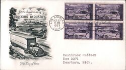 1953 3c Trucking Industry 50th Anniversary FDC First Day Cover