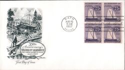 1957 3c Shipbuilding Block of Four Stamps First Day Cover First Day Cover