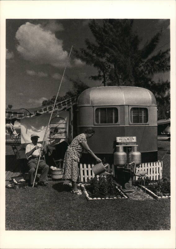 1951 Couple with Travel Trailer & Garden, Bradenton, Florida