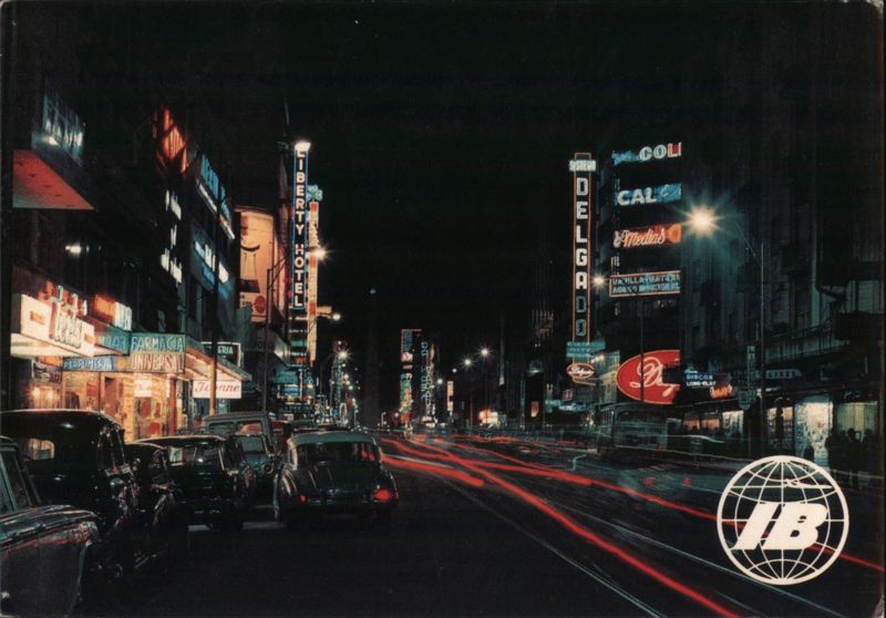 Buenos Aires Night Street Scene, Iberia Advertising Argentina