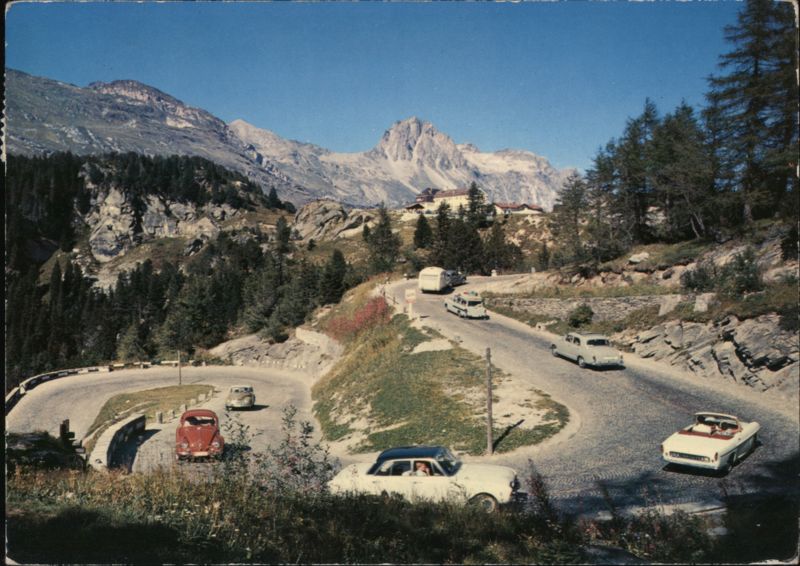 Maloja Road with Hotel Maloja-Kulm & Piz Lagrev Switzerland
