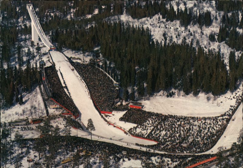 Holmenkollen Ski Jump with Large Crowd Oslo Norway