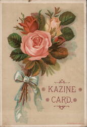 Kazine Card with Pink and Red Roses Bouquet Trade Card
