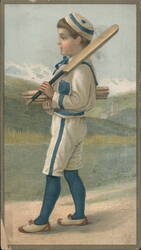 Boy in Sailor Suit with Cricket Bat & Stakes Trade Card