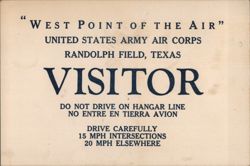 Randolph Field, TX - West Point of the Air Visitor Pass Ephemera