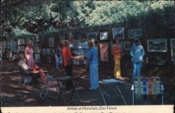 Artists at Honolulu Zoo Fence Postcard
