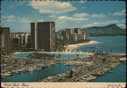 Waikiki Beach, Ala Wai Yacht Harbor & Diamond Head Postcard