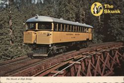 Skunk Train M 100 at High Bridge, California Western Postcard