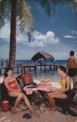 Cunard Line Sunshine Cruise, Trinidad Beach Scene Postcard