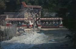 Flash Flood Roars Down Hill Towards Glamor Tram Postcard