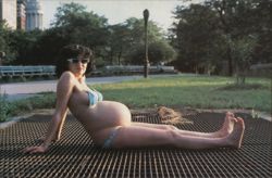 Pregnant Woman in Bikini, Park - EXPECTING Postcard