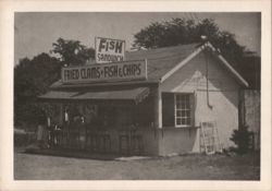 Original Clam Box Seafood Stand, Cos Cob, CT 1939 Postcard